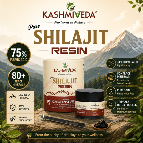 Kashmiveda Pure Himalayan Shilajit/Shilajeet Resin 40 Gram for Men, Gym, Stamina, Energy & Improved Health | 80+ Trace Minerals & 74%+ Fulvic Acid | Contains Lab Certificate